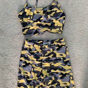Camo biker shorts set